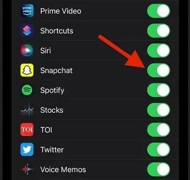 activar actualizacion en segundo plano snapchat